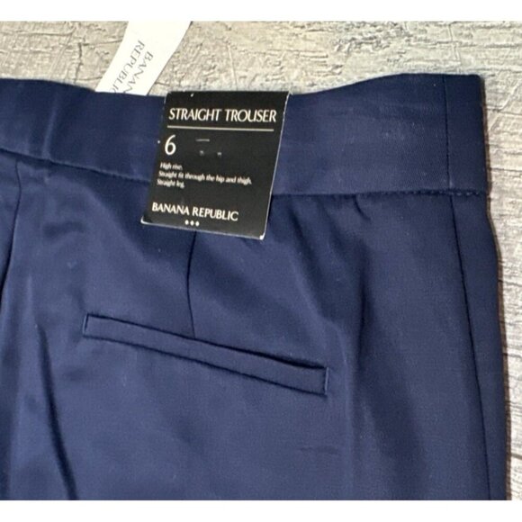 Banana Republic Dress Pants Womens 6 Blue High Rise Straight Trousers NEW - Picture 4 of 8